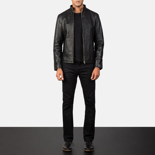 Leather Biker Jacket - For Men