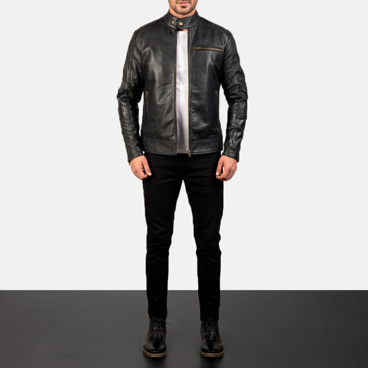 Dean Leather Biker Jacket - For Men