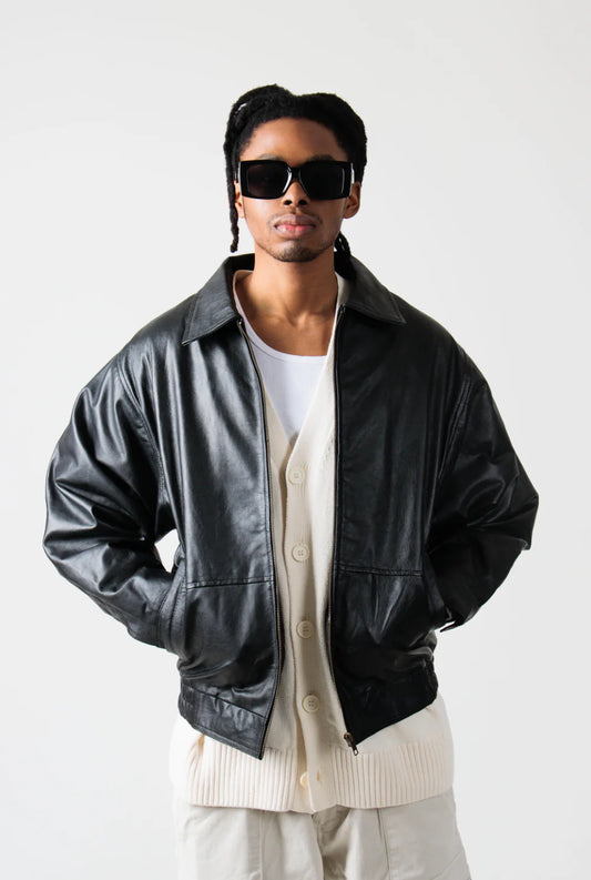 Reiss 90’s Oversized Leather Jacket - For Men