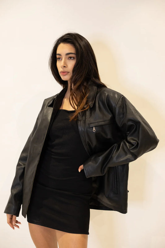 Oversized 90’s Leather Jacket - For Women